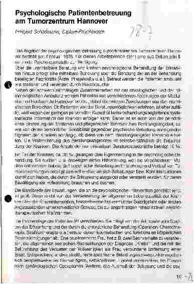 Vorschauseite 1: Psychologische Patientenbetreuung am Tumorzentrum Hannover