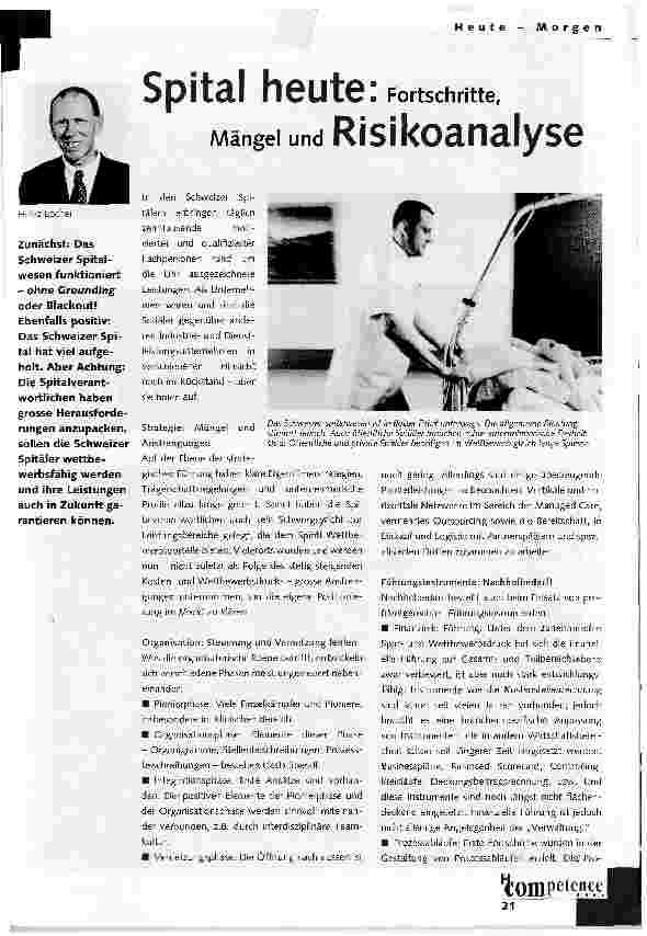 Vorschauseite 1: Spital heute: Fortschritte, Mängel und Risikoanalyse