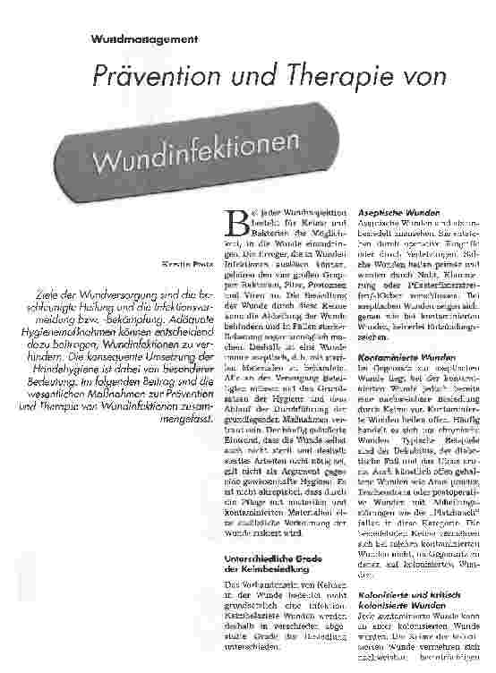 Vorschauseite 1: Prävention und Therapie von Wundinfektionen