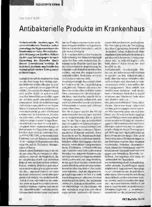 Vorschauseite 1: Antibakterielle Produkte im Krankenhaus