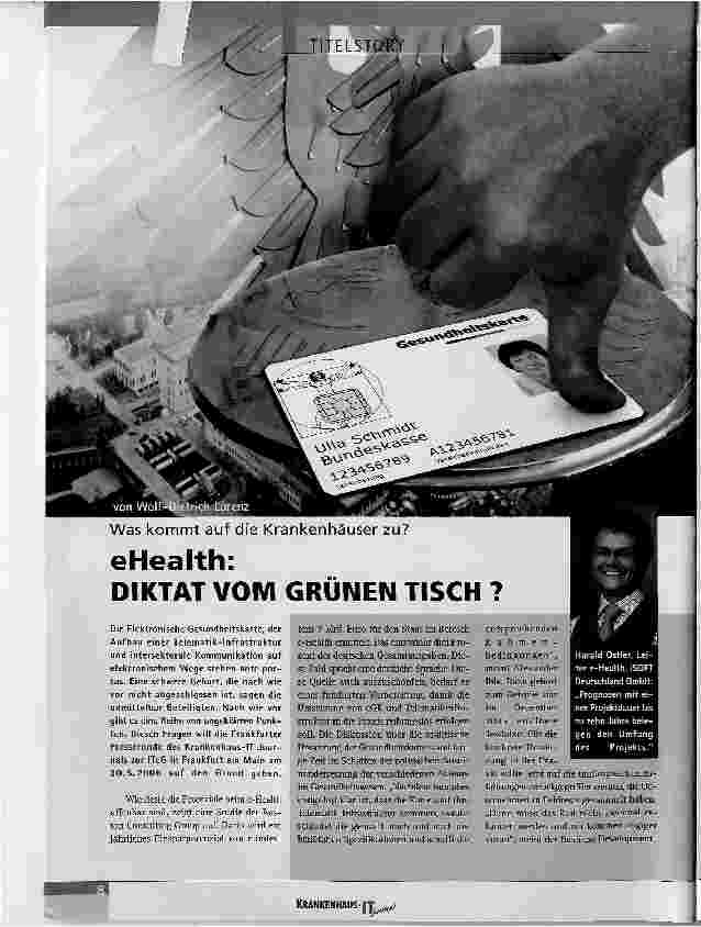 Vorschauseite 1: DIKTAT VOM GRÜNEN TISCH ?Was kommt auf die Krankenhäuser zu?
