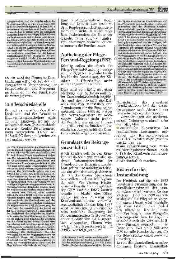 Vorschauseite 2: Krankenhausfinanzierungsgesetz ´97 Regierungsentwurf des 2. GKV-Neuordnungsgesetzes (NOG)