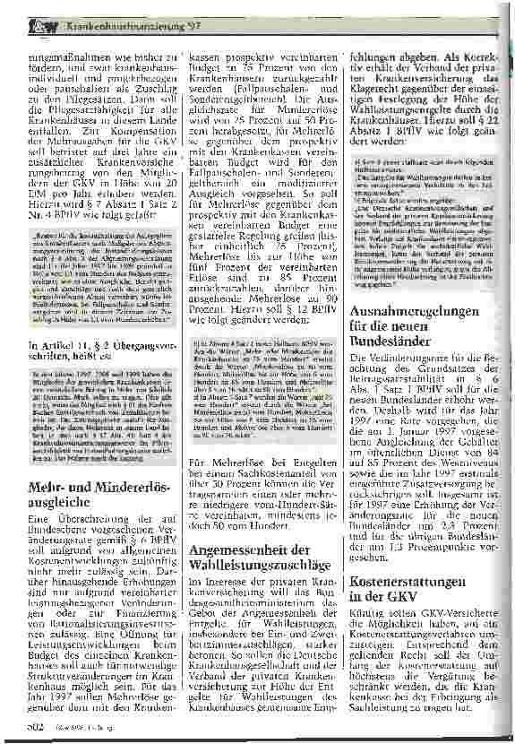 Vorschauseite 3: Krankenhausfinanzierungsgesetz ´97 Regierungsentwurf des 2. GKV-Neuordnungsgesetzes (NOG)