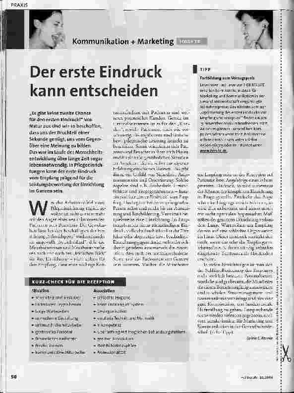 Vorschauseite 1: Kommunikation + Marketing - Der erste Eindruck kann entscheiden