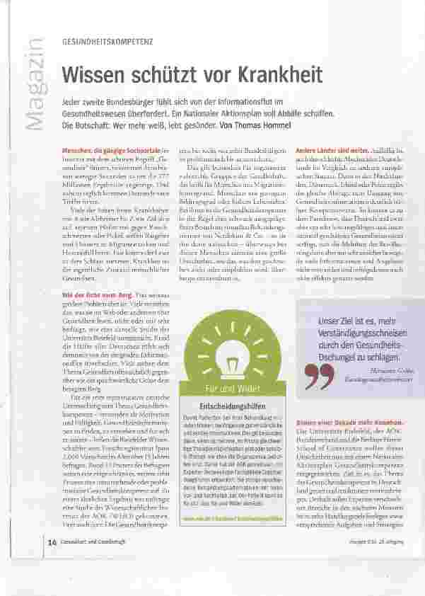 Vorschauseite 1: Wissen schützt vor Krankheit