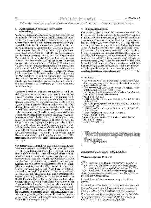 Vorschauseite 2: Die Versorgungsmedizinischen Grundsätze und ihre Bedeutung für eine ständige Begleitung (Merkzeichen B)