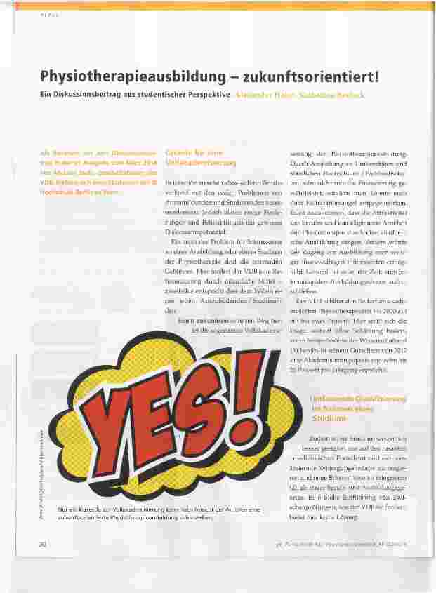 Vorschauseite 1: Physiotherapieausbildung zukunftsorientiert!