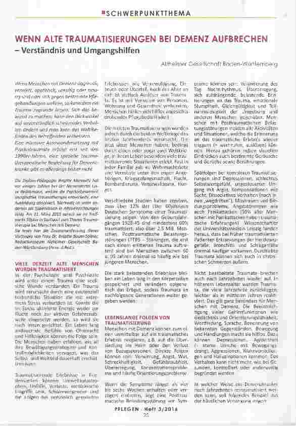 Vorschauseite 1: WENN ALTE TRAUMATISIERUNGEN BEI DEMENZ AUFBRECHEN -Verständnis und Umgangshilfen