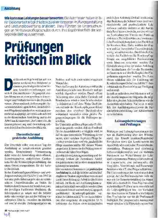 Vorschauseite 1: Prüfungen im kritischen Blick Wie kann man Leistungen besser bewerten