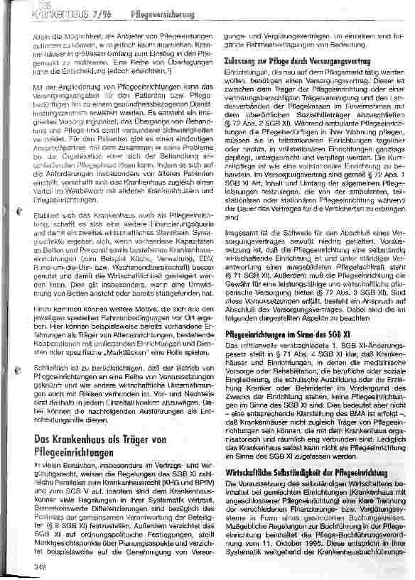 Vorschauseite 2: Chancen und Risiken des Pflege-Versicherungsgesetzes für das Krankenhaus