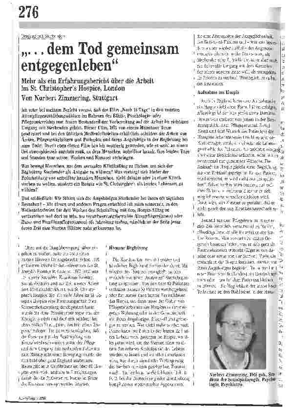Vorschauseite 1: ...dem Tod gemeinsam entgegenleben
