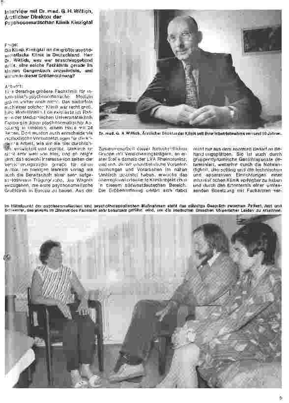 Vorschauseite 1: Die Psychosomatische Klinik Kinzigtal in Gengenbach/Schwarzwald Interview mit Dr. G. H. Wittich