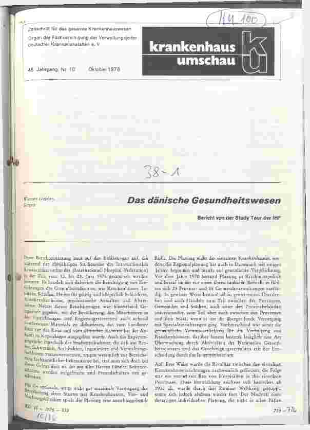 Vorschauseite 1: Das dänische Gesundheitswesen Bericht von der Study Tour der IHF