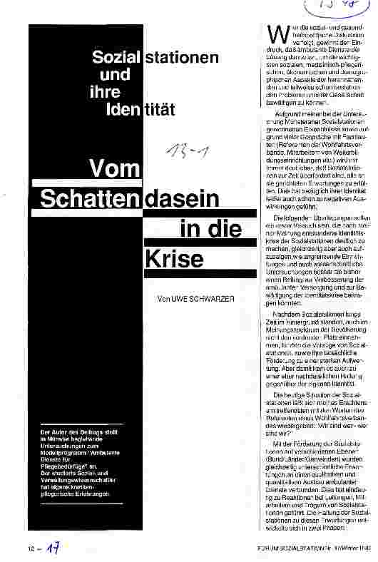 Vorschauseite 1: Vom Schattendasein in die Krise
