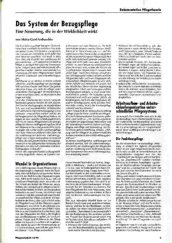 Vorschauseite 1: Das System der Bezugspflege