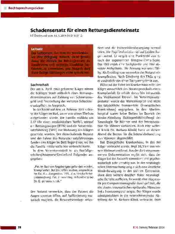 Vorschauseite 1: Schadensersatz für einen Rettungsdiensteinsatz