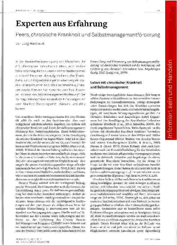 Vorschauseite 1: Experten aus Erfahrung Peers, chronische Krankheit und Selbstmanagementförderung