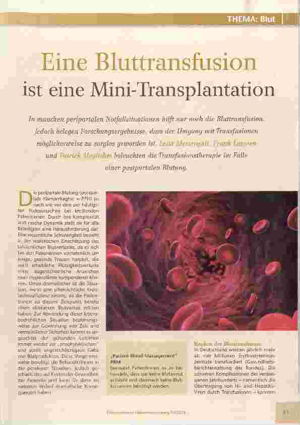 Vorschauseite 1: Eine Bluttransfusion ist eine Mini-Transplantation