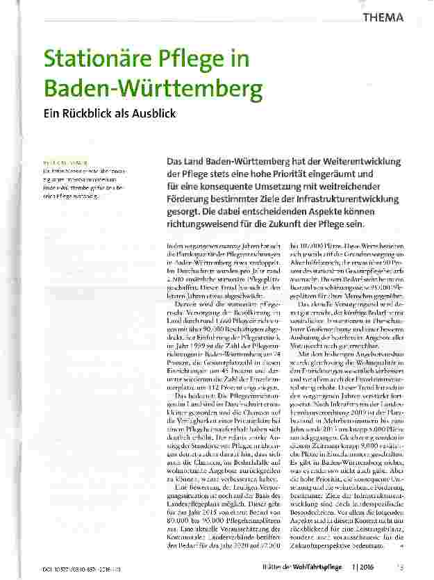 Vorschauseite 1: Stationäre Pflege in Baden-Württemberg