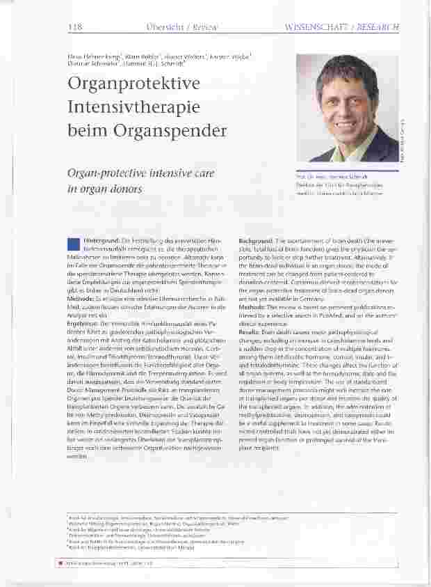 Vorschauseite 1: Organprotektive Intensivtherapie beim Organspender