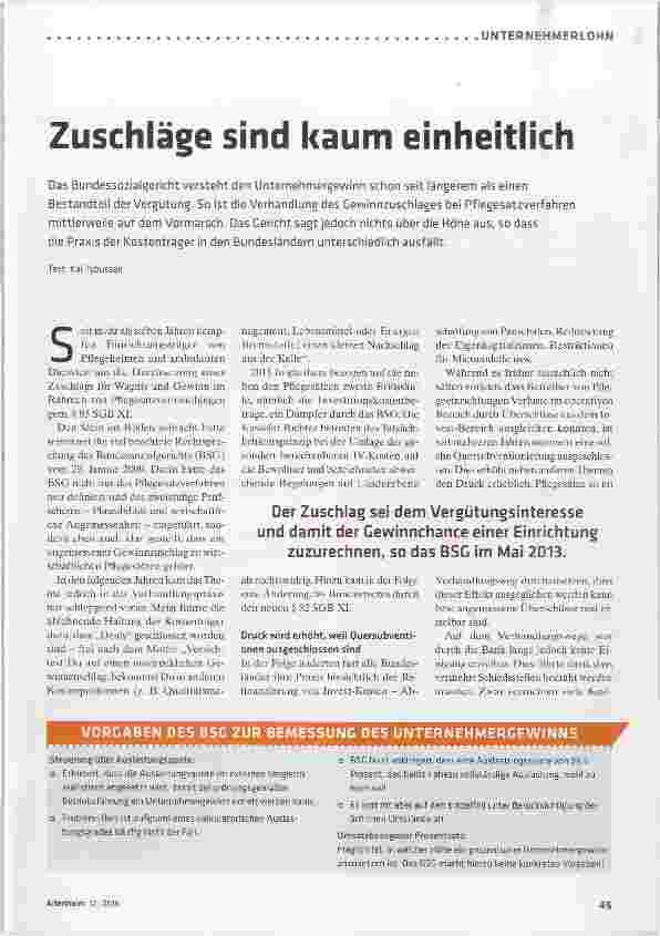 Vorschauseite 1: Zuschläge sind kaum einheitlich