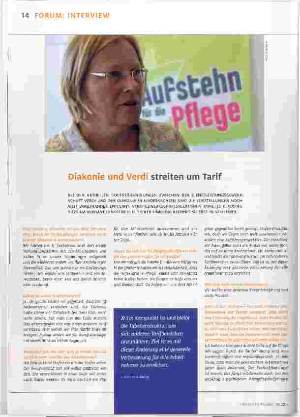 Vorschauseite 1: Diakonie und Verdi streiten um Tarif