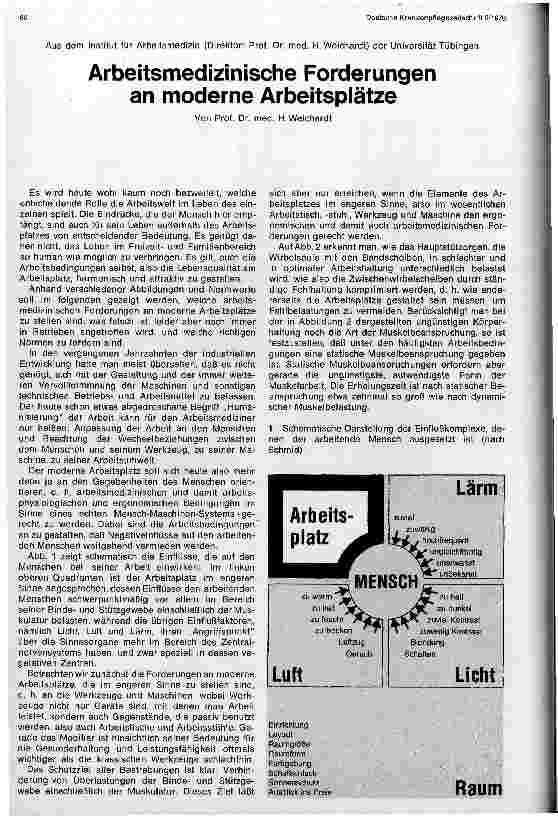 Vorschauseite 1: Arbeitsmedizinische Forderungen an moderne Arbeitsplätze