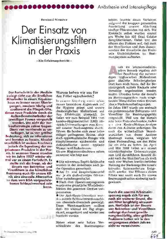Vorschauseite 1: Der Einsatz von Klimatisierungsfiltern in der Praxis