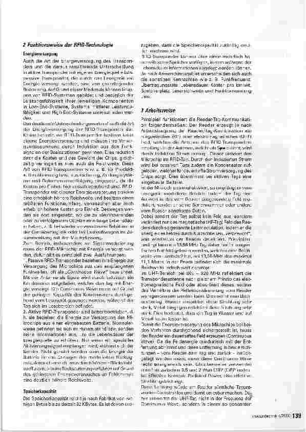 Vorschauseite 4: Funktransponder RFID-Technologie) in der Vledizintechnik