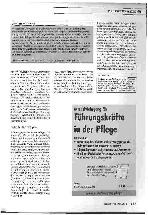 Vorschauseite 3: Mut haben, Standardpfade zu verlassenHygiene in der Pflege - Teil 12: Palliative Pflege und Hospiz: