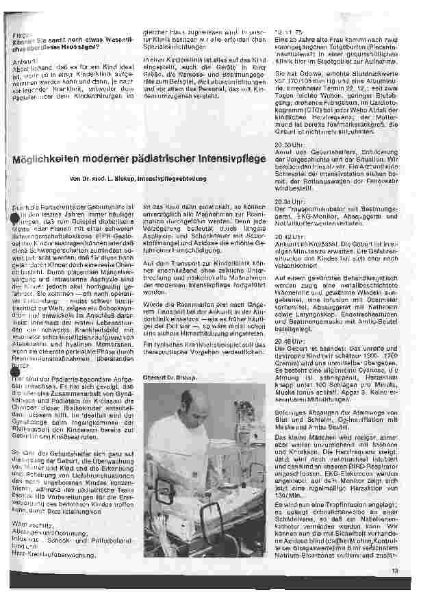 Vorschauseite 1: Das Städtische Kinderkrankenhaus Köln-Riehl Möglichkeiten moderner pädiatrischen Intensivpflege // Dr. Biskup L.