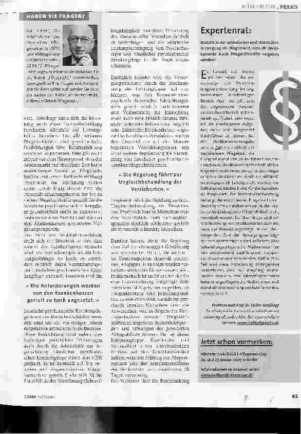 Vorschauseite 2: Vom Anspruch zur NotlösungProbleme bei der Umsetzung der Richtlinie für häusliche psychiatrische Krankenpflege