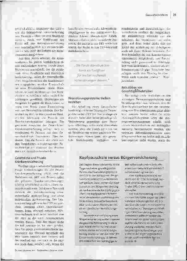 Vorschauseite 2: Der Gesundheitsfonds soll kommen - Das Eckpunkte-Papier der großen Koalition