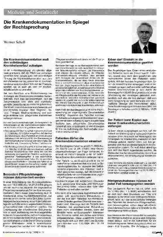 Vorschauseite 1: Die Krankendokumentation im Spiegel der Rechtssprechung