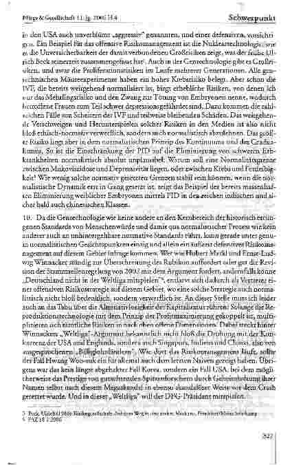 Vorschauseite 6: Zum Anteil des Normalismus an der Problematik von Selbstbestimmung und Eigenverantwortung in der Biomedizin. Zehn Thesen
