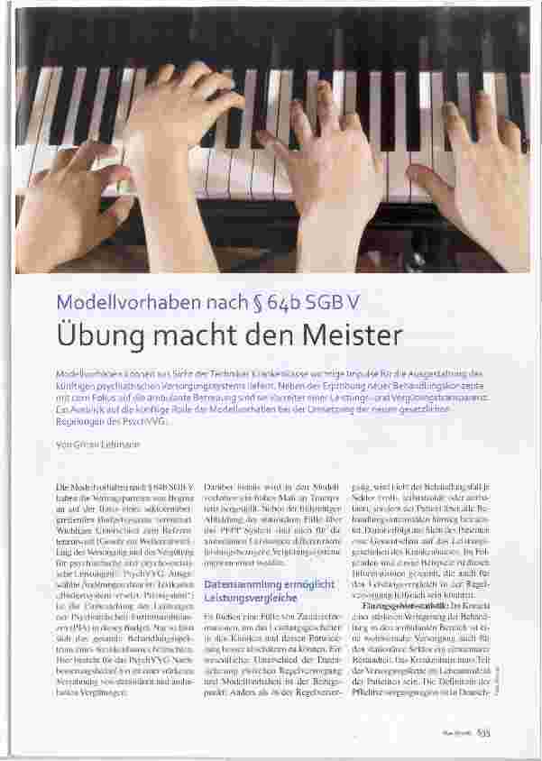 Vorschauseite 1: Modellvorhaben nach § 64b SGB V Übung macht den Meister