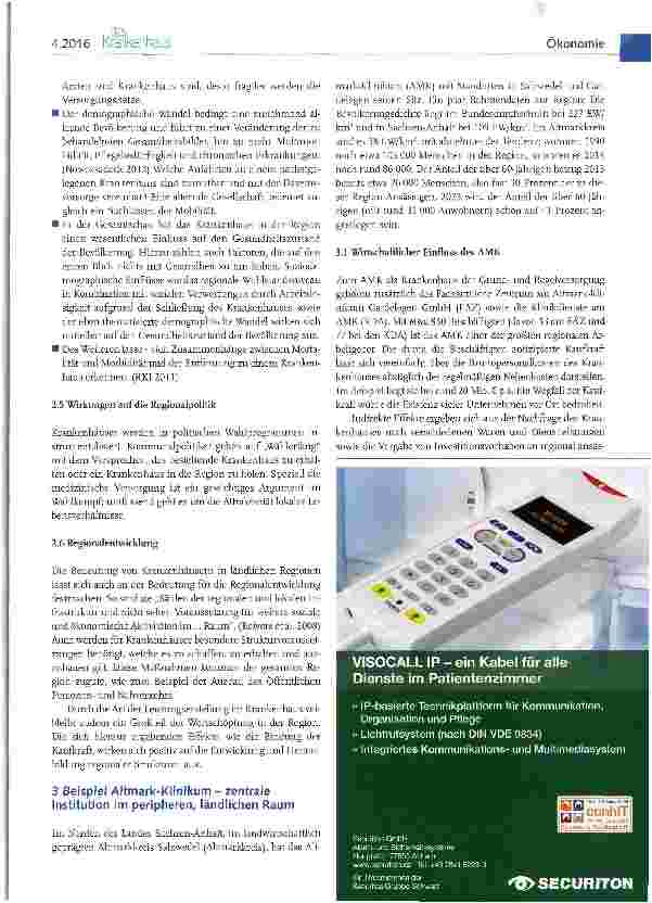 Vorschauseite 4: Das Krankenhaus im ländlichen Raum Wirtschaftsinstitution, Versorgungsträger und Imagefaktor