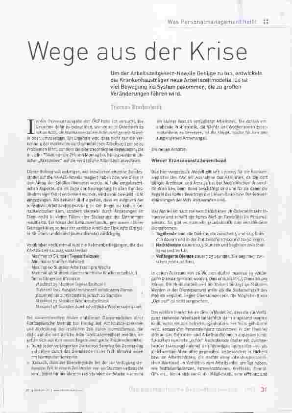 Vorschauseite 1: Wege aus der Krise