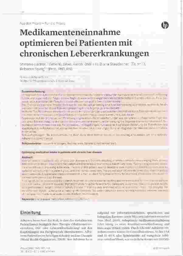 Vorschauseite 1: Medikamenteneinnahme optimieren bei Patienten mit chronischen Lebererkrankungen
