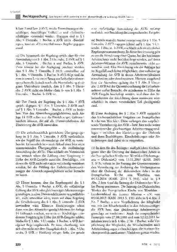 Vorschauseite 4: Zum Anspruch auf die zweite Hälfte einer Jahressonderzahlung nach Anlage 14 AVR-Diakonie