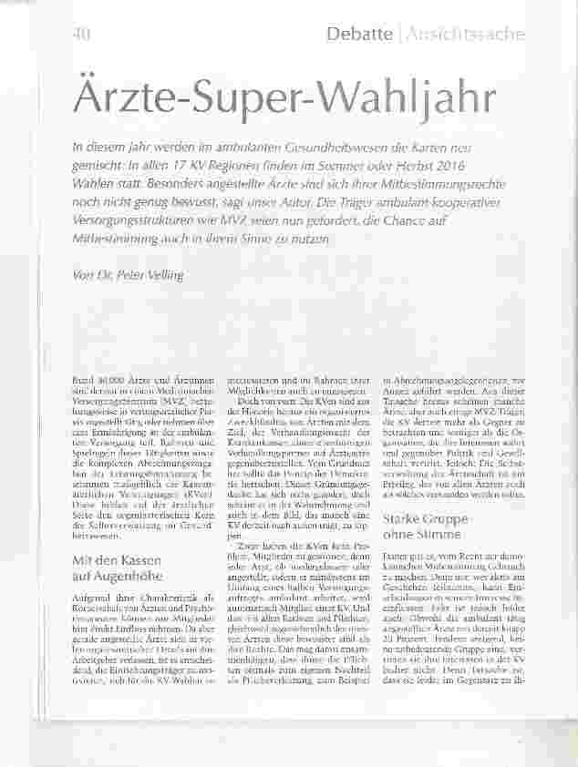 Vorschauseite 1: Ärzte-Super-Wahljahr