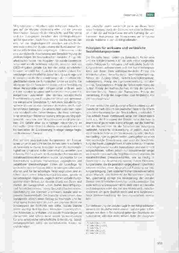 Vorschauseite 2: Stellungnahme des Deutschen Vereins zur Konsultation über eine europäische Säule sozialer Rechte