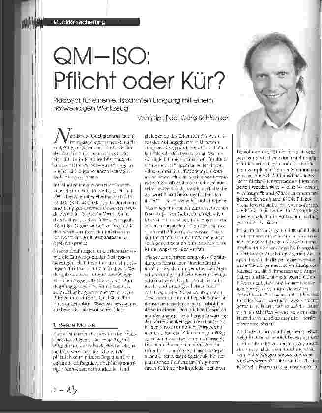 Vorschauseite 1: QM-ISO: Pflicht oder Kür? Plädoyer für einen entspannten Umgang mit einem notwendigen Werkzeug