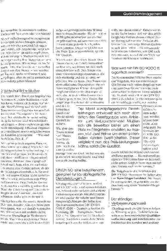 Vorschauseite 2: QM-ISO: Pflicht oder Kür? Plädoyer für einen entspannten Umgang mit einem notwendigen Werkzeug
