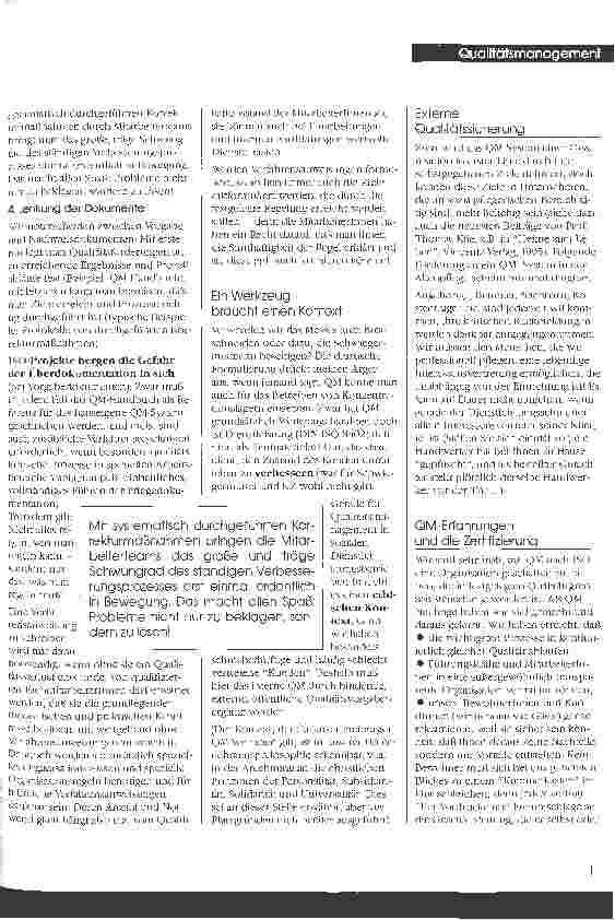 Vorschauseite 6: QM-ISO: Pflicht oder Kür? Plädoyer für einen entspannten Umgang mit einem notwendigen Werkzeug