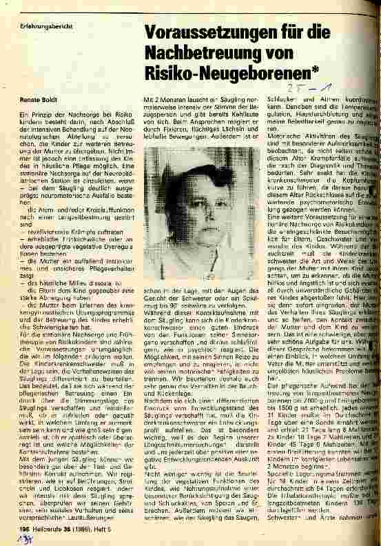 Vorschauseite 1: Voraussetzungen für die Nachbetreuung von Risiko-Neugeborenen