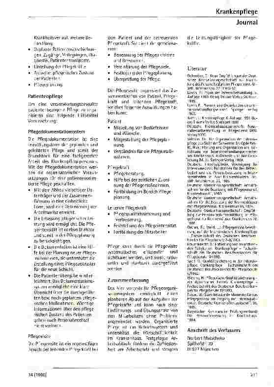 Vorschauseite 6: Organisation der Intensivpflege