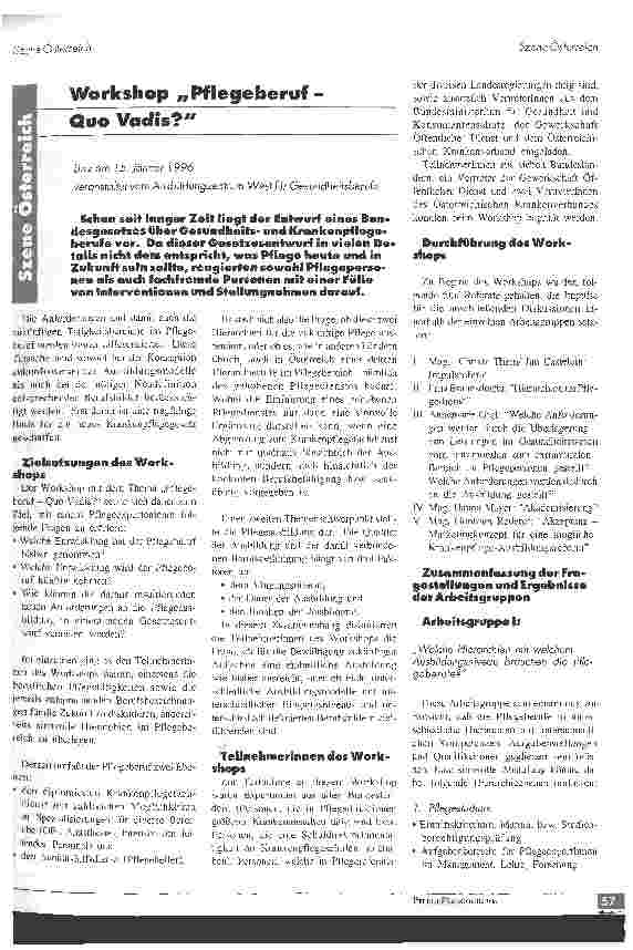 Vorschauseite 1: Workshop Pflegeberuf - Quo Vadis?