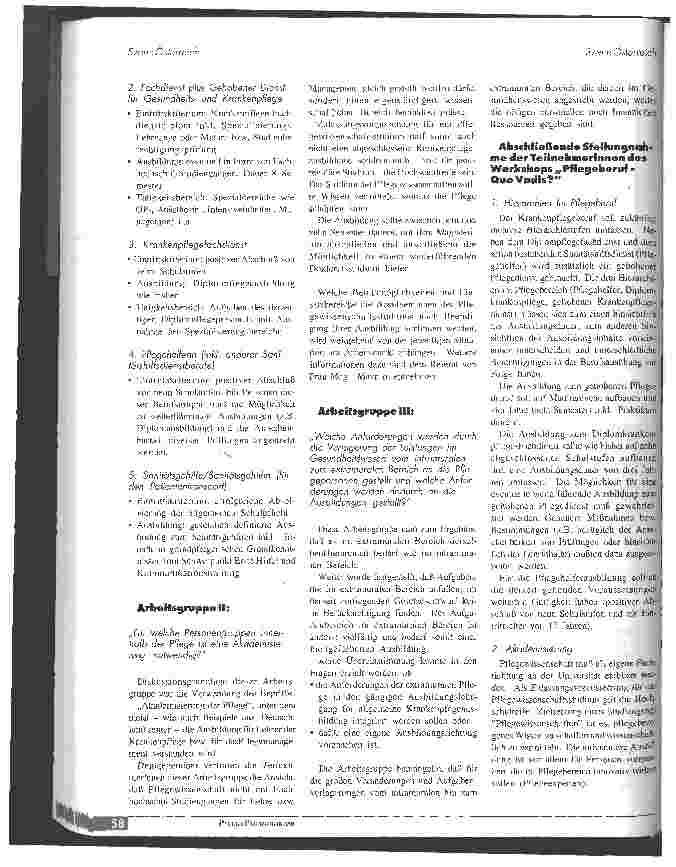Vorschauseite 2: Workshop Pflegeberuf - Quo Vadis?