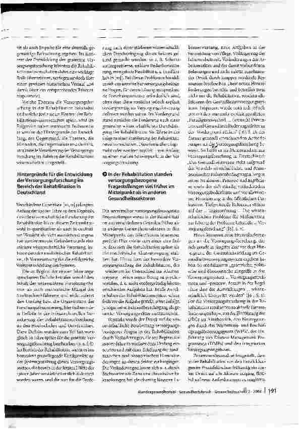 Vorschauseite 4: Rehabilitation als Gegenstand der Versorgungsforschung